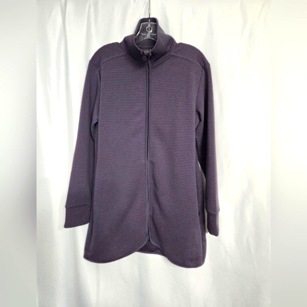 MPG Trendy Layering Ribbed Full Zip Purple Jacket. Size M